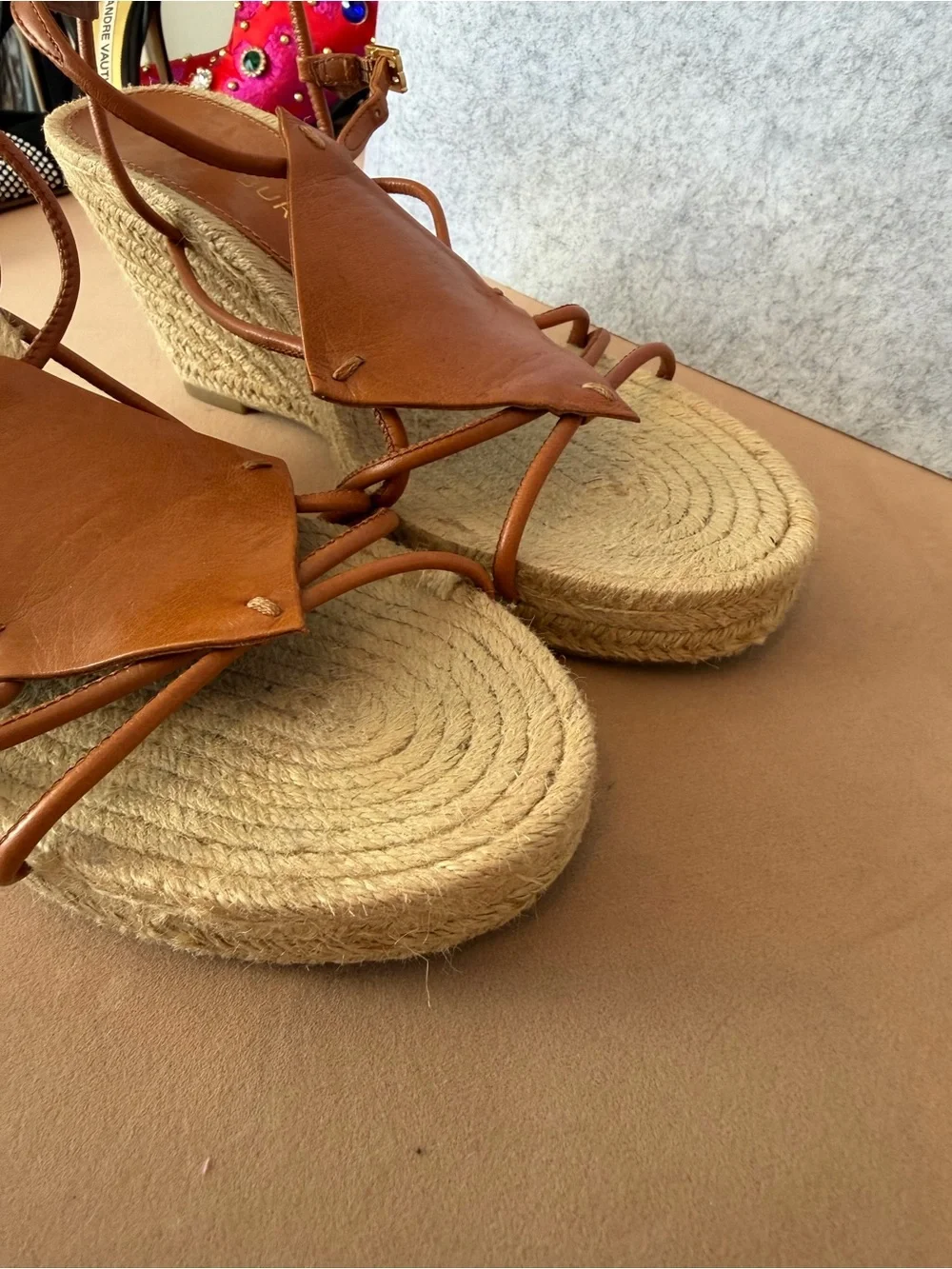 T Tory Burch DIAMOND PATCH ESPADRILLE 90MM WEDGE - GOAT LEATHER Size 9